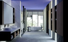 Bathroom With Tub And Walk In Shower