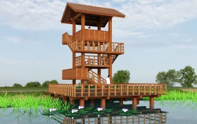 Multi Tiered Wooden Observation Tower