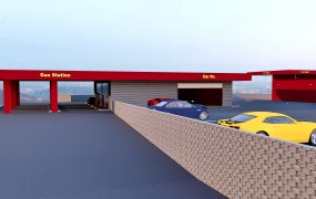 Modern Gas Station And Auto Service Complex SketchUp 3D Model