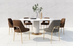 Round Marble Dining Table Set