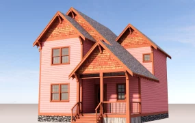 Pink 2 Story Craftsman Style House