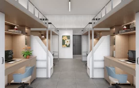 Modern 4 Person Student Dormitory Interior
