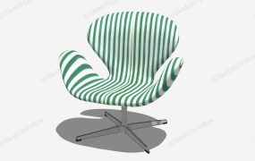 Green Stripe Swan Chair