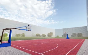 Basketball Court With Fence