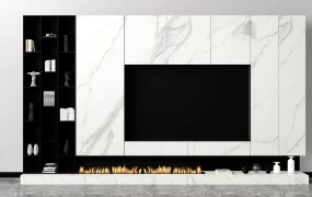 White Marble TV Feature Wall