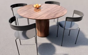 5 Piece Round Industrial Dining Set