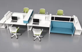 Modern Open Plan Office Workstation With Lounge System SketchUp 3D Model