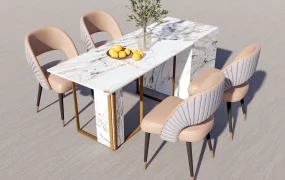 Marble Kitchen Island Dining Set