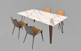 5 Piece Marble Dining Table Set