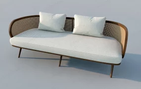Wood And Rattan Couch