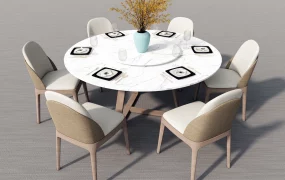 7 Piece Round Banquet Table Set