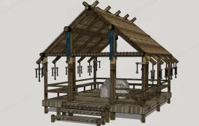 Rustic Open Sided Wooden Pavilion