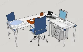 L Shaped Glass Office Desk Setup