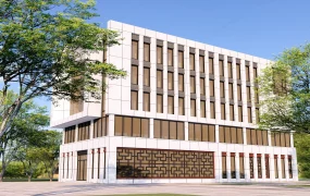 Modern Commercial Building With Traditional Lattice Accents