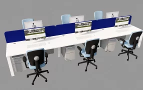 Modern Open Plan Office Workstation Setup