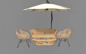 Rattan Patio Set With Umbrella