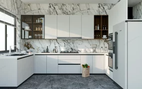 White U Shaped Kitchen Idea
