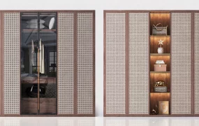 Modern Japandi Rattan Wardrobe System SketchUp 3D Model