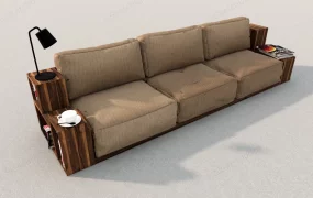 Rustic Sofa With Bookshelf