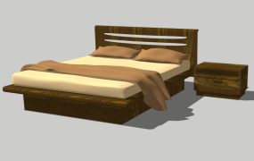 Rustic Wood Bed and Nightstand