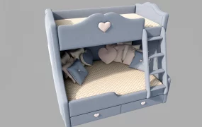 Blue Upholstered Bunk Bed