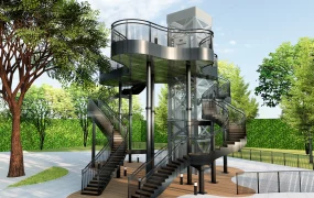 Multi Tiered Metal Observation Tower