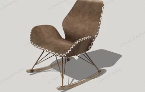 Rustic Leather Eames Rocking Chair