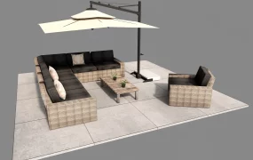 Patio Sofa Set With Umbrella