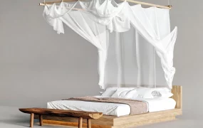 Modern Bohemian Platform Canopy Bed