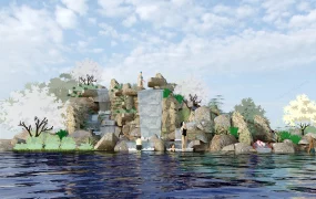 Pool With Beautiful Rock Waterfall