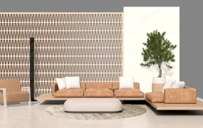 Modern Japandi Living Room Furniture And Wall Screen Set