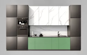 Modern Color Blocked Linear Kitchen Wall Cabinet SketchUp 3D Model