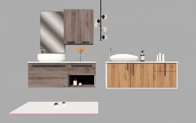 Modern Floating Bathroom Vanity Set SketchUp 3D Model