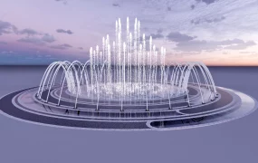 Circular Fountain With Water Jets