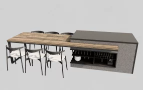 Modern Kitchen Island Integrated Dining Table