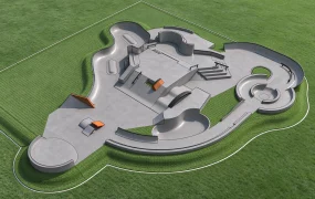 Concrete Outdoor Skatepark Plaza SketchUp 3D Model