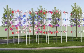 Kinetic Circular Panel Art Installation SketchUp 3D Model