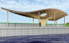 Curved Bamboo Shade Structure