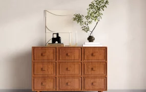 Mid Century Transitional Wooden Dresser