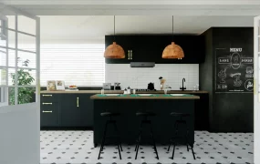 Black Kitchen With Island