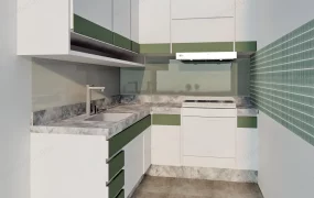 Small Green And White Kitchen Design