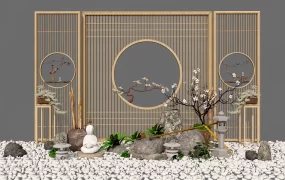 Zen Inspired Courtyard Garden Installation SketchUp 3D Model