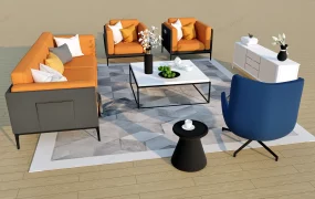 Black And Orange Living Room Set