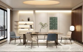 Modern Warm Minimalist Dining Room SketchUp 3D Model