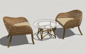 3 Piece Rattan Garden Set