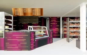 Purple Bakery Shop Design