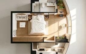 Modern Compact Studio Apartment Interior Layout