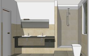 Small L-shaped Bathroom Idea