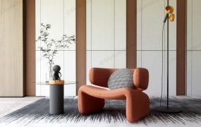 Armchair Side Table Accent Wall Idea