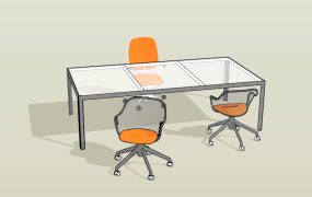 Glass Office Desk and Chairs
